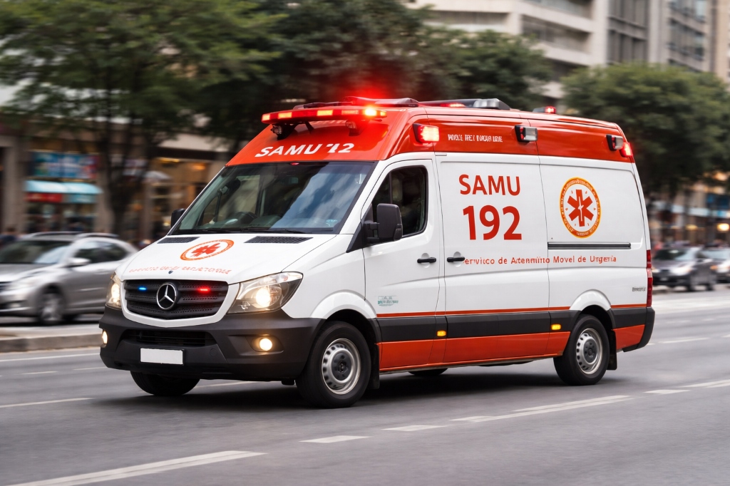 Ambulância chegando para socorro